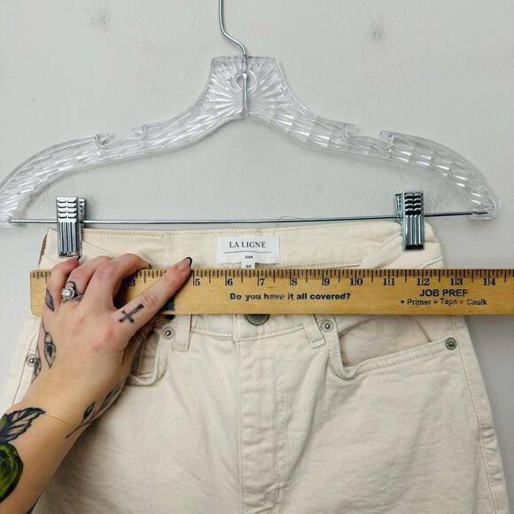 La Ligne Cream Straight Leg Denim Jean Women’s Size 26 - Picture 2 of 9